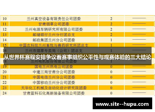 从世界杯赛程安排争议看赛事组织公平性与观赛体验的三大结论 从世界杯赛程安排争议看赛事组织公平性与观赛体验的三大结论